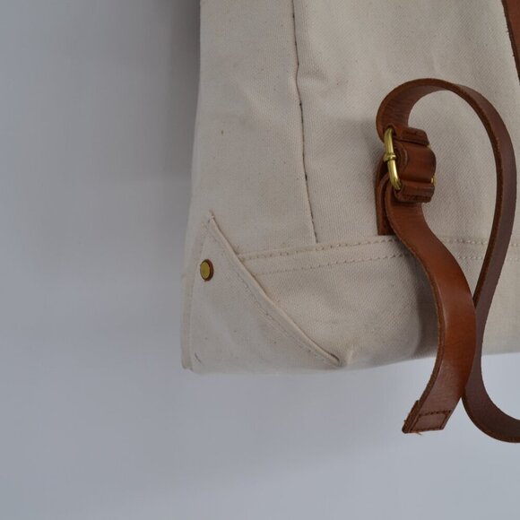 Madewell The Charleston Backpack in Beige Vintage Canvas Italian Leather Trim main image 7